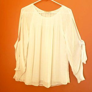 Gibson Latimer white plisse tunic with tie sleeve - Small